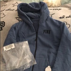 Vs pink Sherpa hoodie jacket